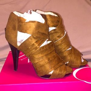 Faux suede strappy 4 inch heels